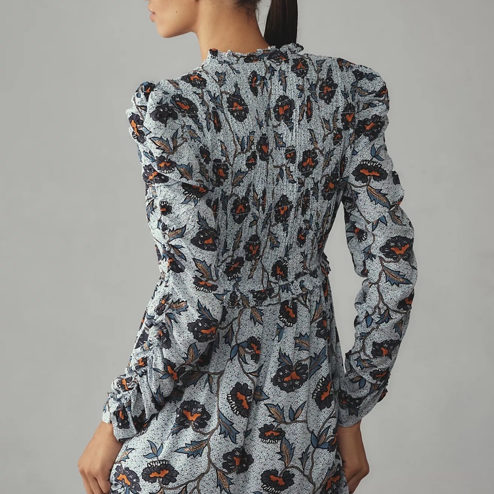 Anthropologie Long Sleeve V-neck Ruffle Mini NWT - Picture 2 of 6